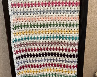 Crochet Baby Blanket, Striped Crochet Blanket, Baby Blanket, Crochet Baby Bedding, Striped Baby Blanket, Colorful Blanket, New Baby Gift