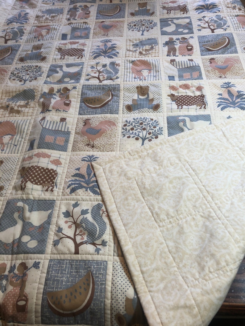 Farm Animal Baby Quilt, Farm Baby Quilt, Handmade Baby Quilt, Baby