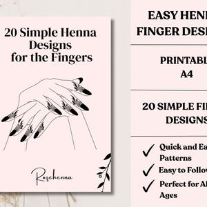 20 Finger Henna Designs | Printable Henna & Jagua Patterns | Practice Ebook