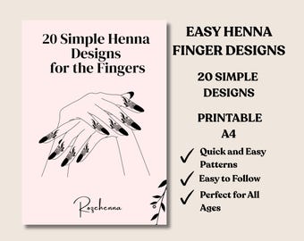 20 Finger Henna Designs | Printable Henna & Jagua Patterns | Practice Ebook