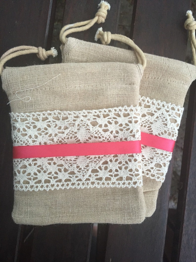 Burlap & Lace Gift Bag Etsy