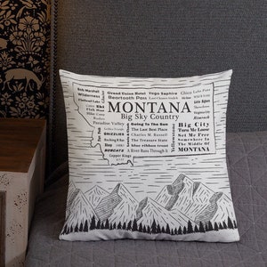 Montana Home State Word Art Pillow Home Decor
