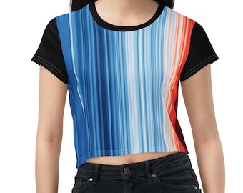 Warming Stripes, Climate Stripes | All-Over Print Crop Tee | Blue, Red | #ShowYourStripes