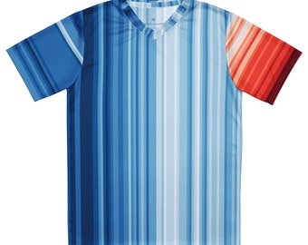 Warming Stripes, Climate Stripes | Recycled Fabric V-neck Unisex Sports Jersey | #ShowYourStripes