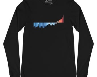 Warming Stripes, Climate Stripes | Long Sleeve Unisex T-Shirt | Global Temp 1850-2025 #ShowYourStripes