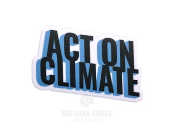 Act On Climate | Sticker - retro 3D text - 3.2 x 1.8 in