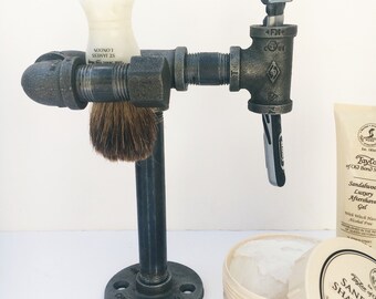 shaving stand barbers stand razor and brush holder steampunk bathroom mens grooming industrial bathroom shaving accessories - Industrial Bathroom shaving stand barbers stand razor and brush holder steampunk bathroom mens grooming industrial bathroom shaving accessories - Industrial Bathroom