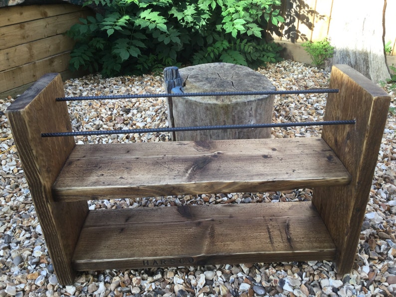 Shoe Rack Shoe Rack with steel rebar Reclaimed Wood Wood Etsy