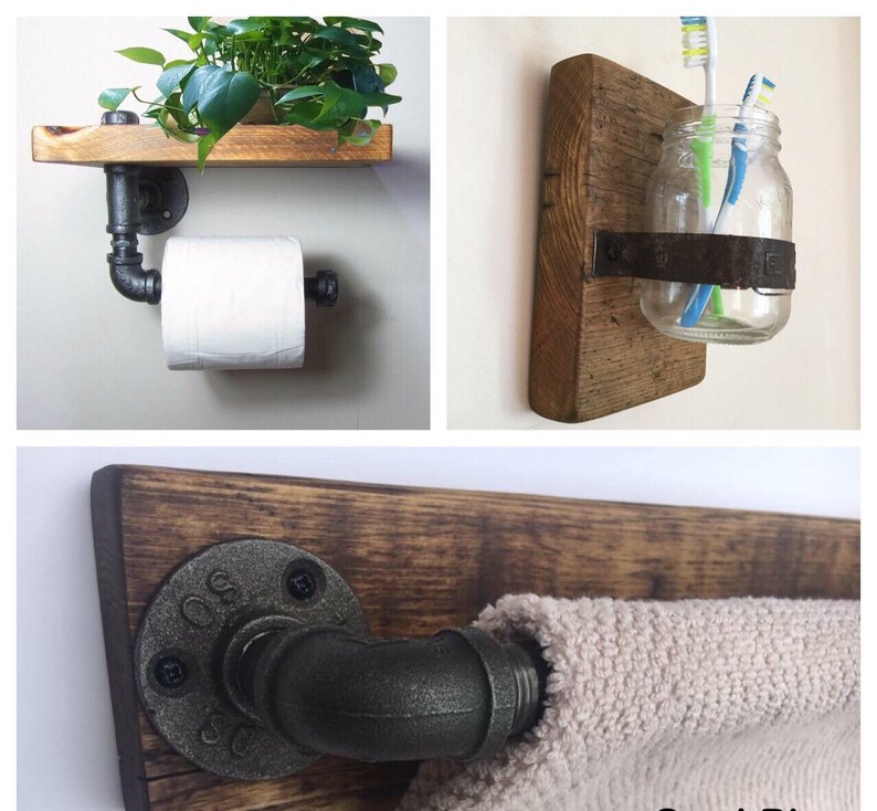 Bathroom Set Toilet Roll Holder Towel Rail Toothbrush Etsy