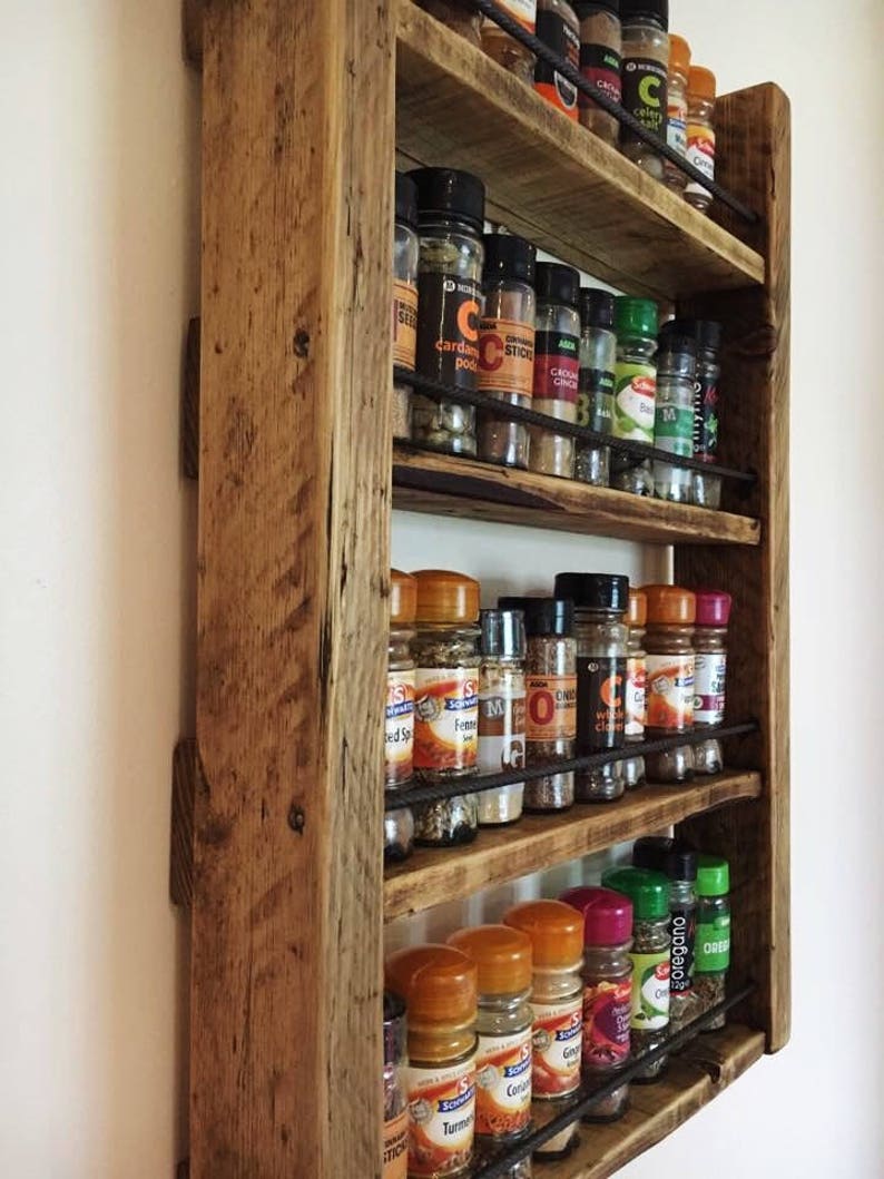 Spice Rack Storage for Spices Rustic Wood Kitchen Etsy