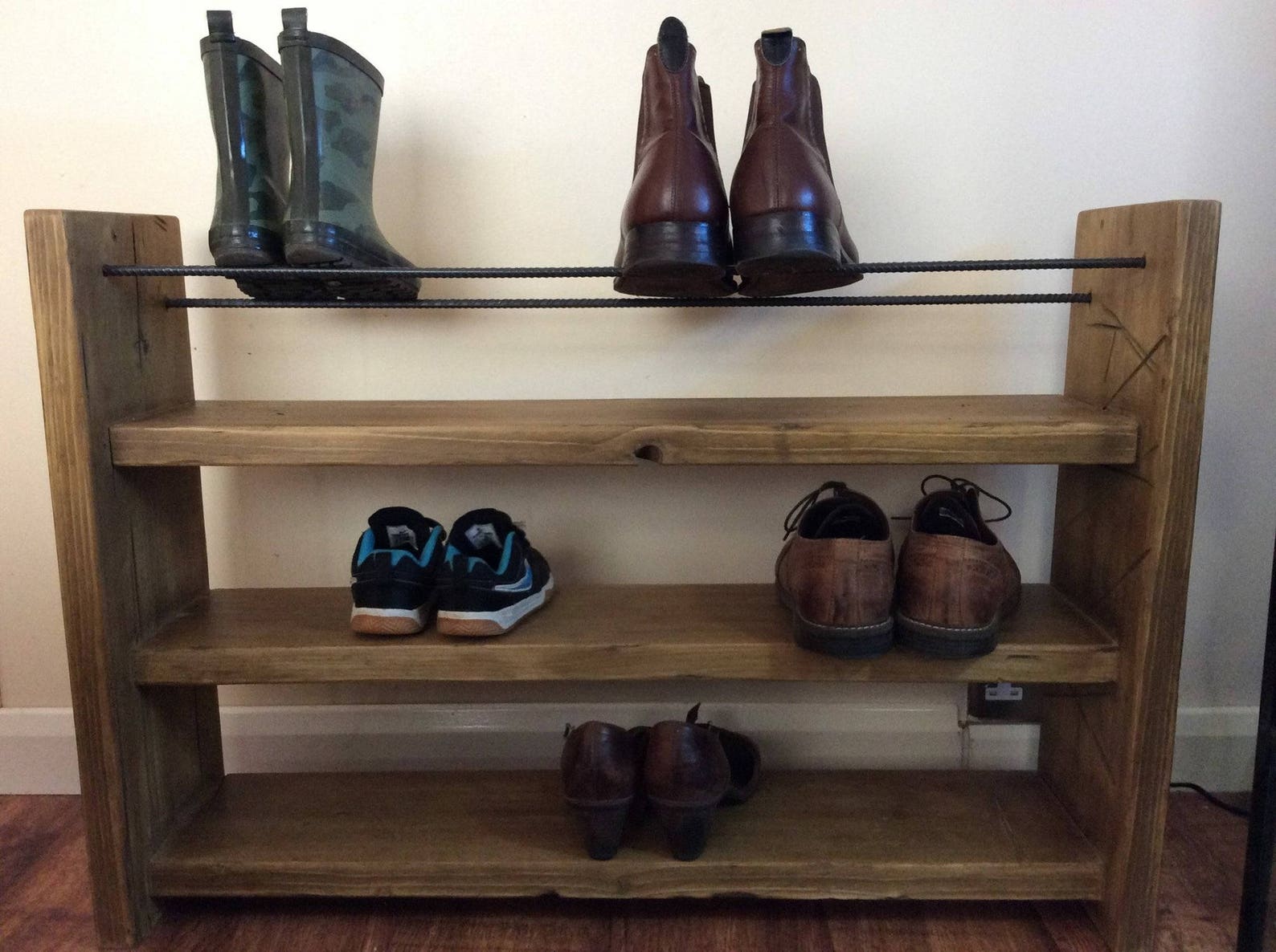 Shoe Rack Rustic Decor Reclaimed Wood Wood Shoe Rack Etsy
