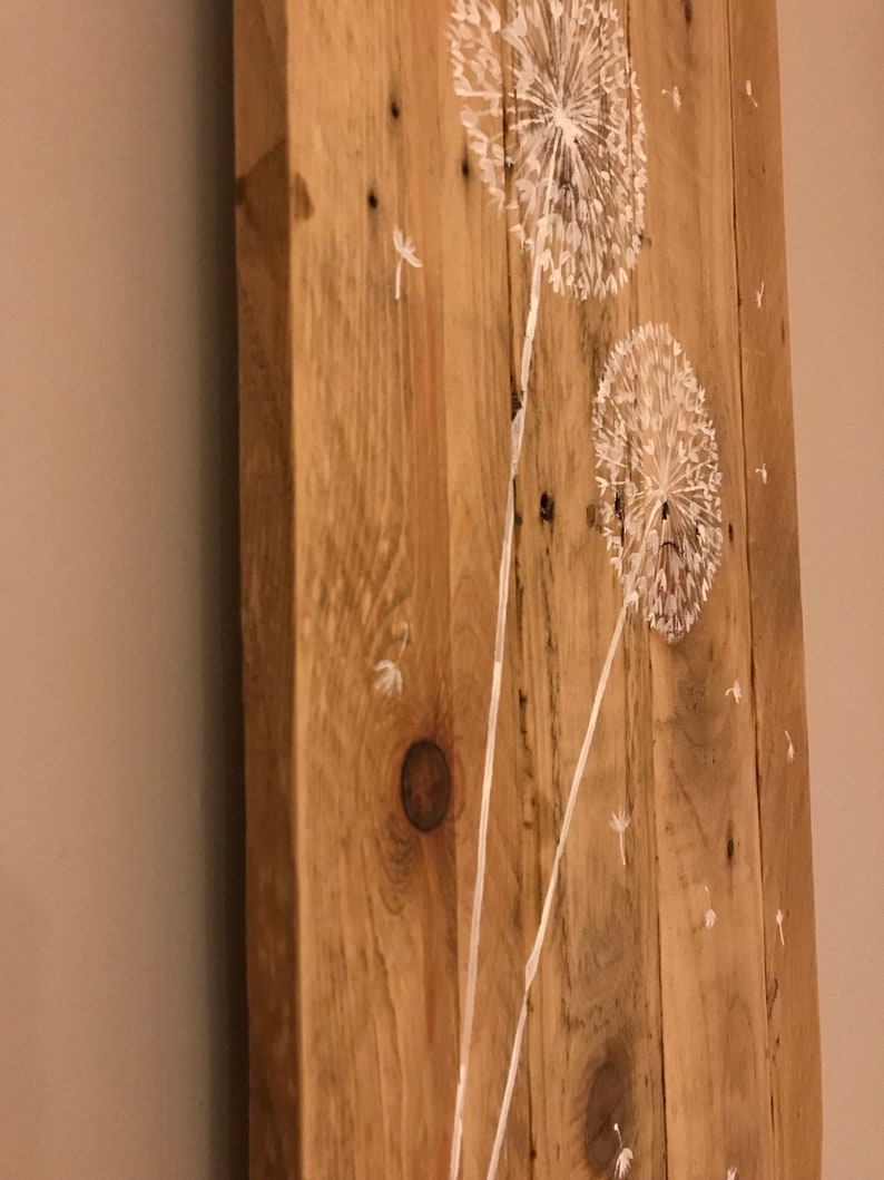 Dandelion Pallet Art Rustic Wood Pallet Canvas Acrylic Etsy