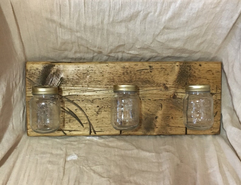 Mason Jars Wood Mounted Jar Reclaimed Wood Handmade | Etsy