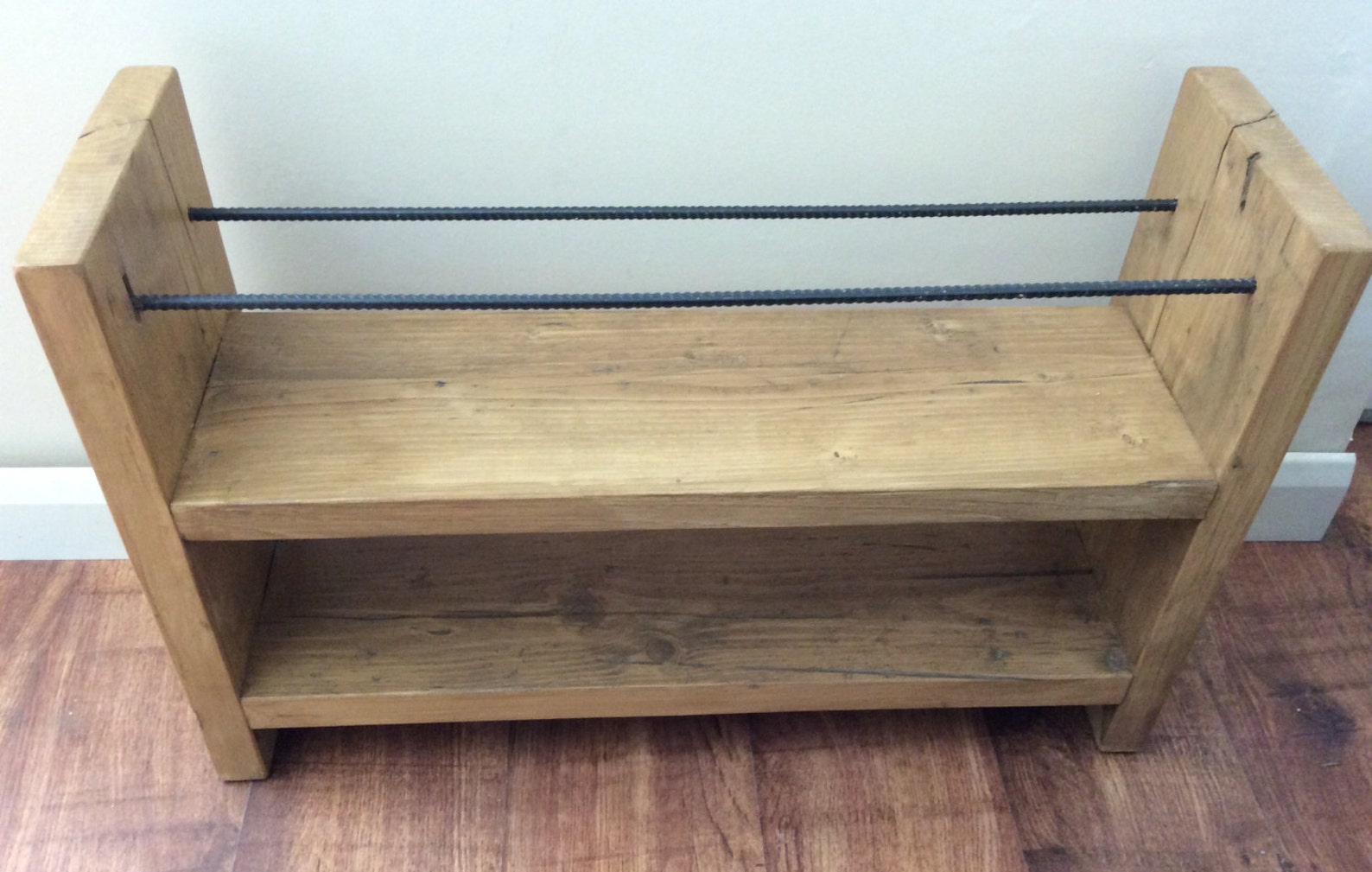 Shoe Rack Shoe Rack with steel rebar Reclaimed Wood Wood Etsy
