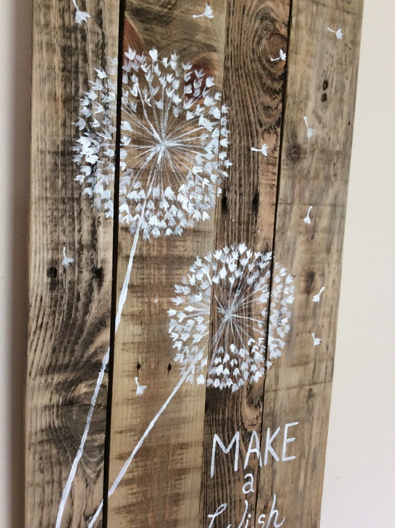 Dandelion Pallet Art Rustic Wood Pallet Canvas Acrylic Etsy