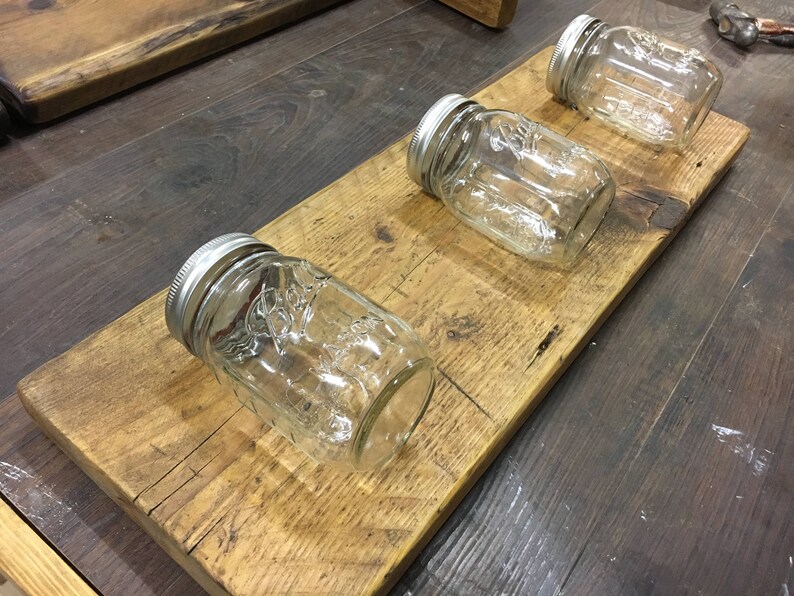 Mason Jars Wood Mounted Jar Reclaimed Wood Handmade Etsy
