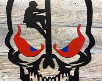 Calavera de liniero: Arte de pared de acero de calibre 14
