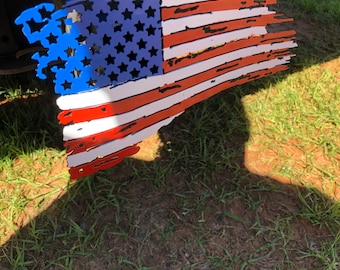 Tattered American Flag Tow Hitch Cover