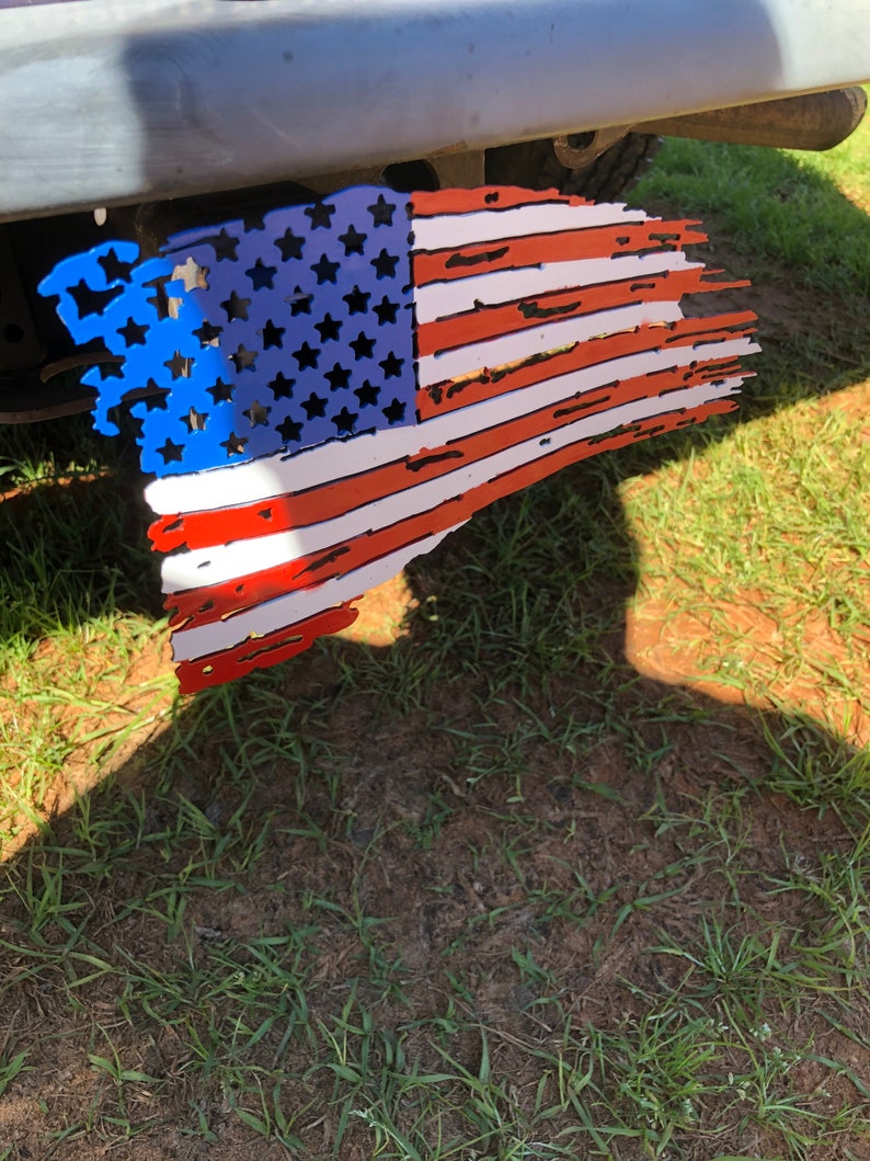 Tattered American Flag Tow Hitch Cover Etsy