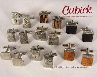 Pair Damasteel and DamaWOOD cufflinks with for HIM designed by Petr Kubíček