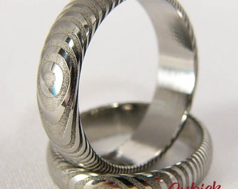 Grandir - Damasteel Rings, Wedding bands, for him for her,  stainless steel