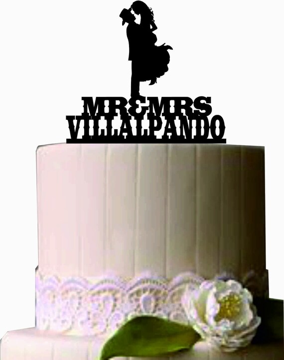 Country Western Wedding Cake Topper Silhouette Cowboy Custom Etsy