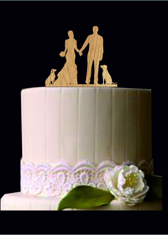 Silhouette Wedding Cake Topper With A Two Dog Bride And Groom Etsy