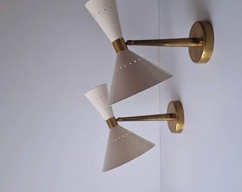 Apliques de lámparas grandes estilo René Mathieu Stilnovo Arredoluce Guariche Sarfatti