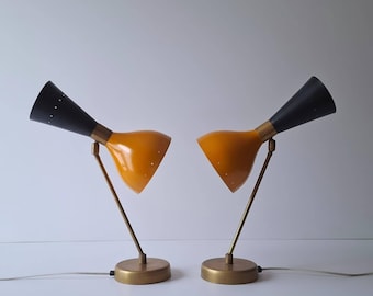 Pareja de lámparas de mesa Lumen Stilnovo Arredoluce Guariche Sarfatti estilo René Mathieu