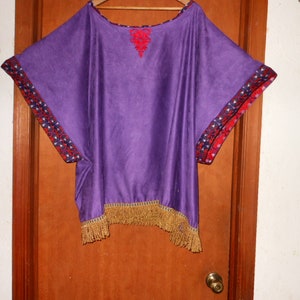 Hebrew Israelite clothing men&#39;s royal purple, red, and gold micro suede top size extra large