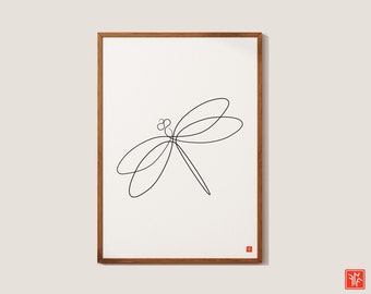 Dragonfly Line Art Print, Minimalist Insect Poster (Digital Download)