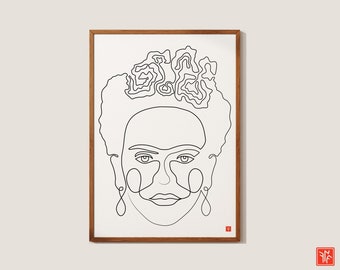 frida kahlo, frida portrait, frida line art, frida print, frida poster, one line art, one line drawing, line art print,wall art prints,goker