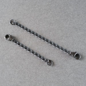 Heavy Duty Adjustable Extender Chain, Oxidized Sterling Silver, 2 Inch 3 Inch 4 Inch, Large Link, Necklace Bracelet