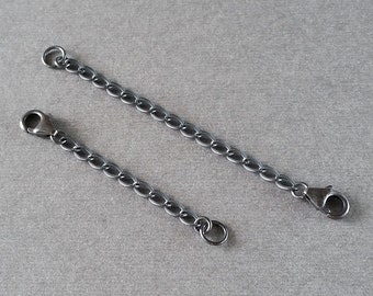 Heavy Duty Adjustable Extender Chain, Oxidized Sterling Silver, 2 Inch 3 Inch 4 Inch, Large Link, Necklace Bracelet