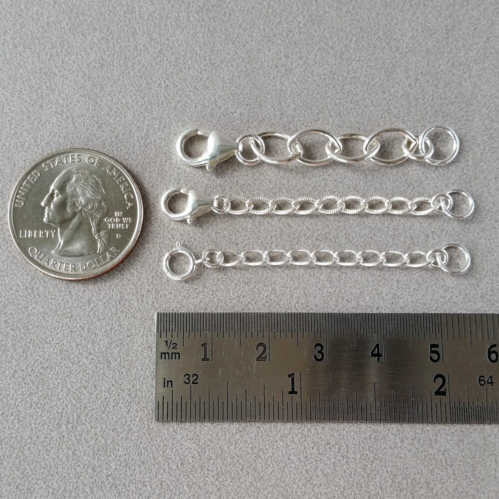  925 Sterling Silver Necklace Extender Sterling Silver Necklace  Chain Extenders for Necklaces 2, 4, 6 Inches