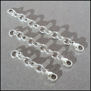 Solid Sterling Silver Box Extender /Safety Chain Necklace Bracelet Lobster #5 