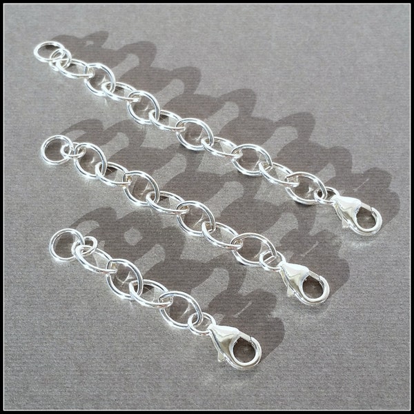 Extra Large Link Heavy Duty Extender Chain, Solid 925 Sterling Silver, Adjustable Length, Necklace Bracelet, 2 - 3 - 4 Inch, Custom