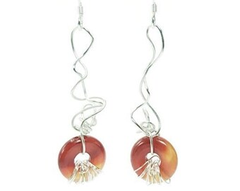 Carnelian Earrings handmade sterling silver and Carnelian gemstone damgle earrings | original design | handmade silver drop earrings