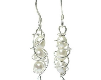 Pearl earrings freshwater pearl drop earrings 925 sterling silver for women brides bridesmaids mother of the bride gifts handmade elegant uk