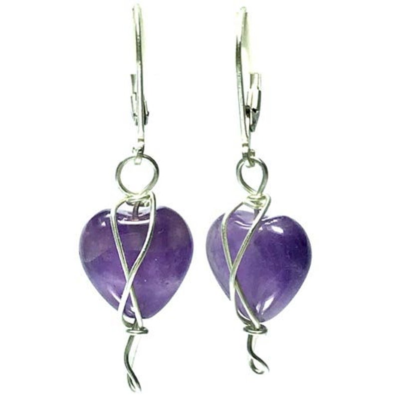 amethyst heart earrings