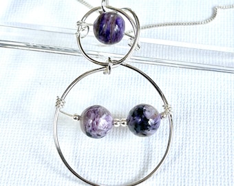 Charoite jewellery sets mix and match set 925 including charoite gemstone earrings and pendants sterling silver unique gifts for women UK