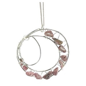 Mandala necklace with rhodochrosite