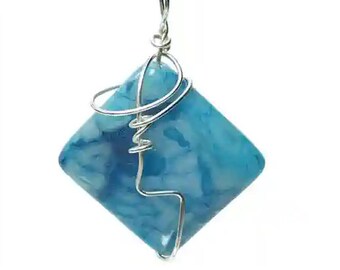 Blue agate necklace handmade silver jewellery for women jewellery made in the uk handcrafted sterling silver 925 gifts for women uk pendants