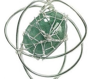 Emerald Necklace large faceted emerald gemstone pendant on chain with sterling silver wire and 925 chain May birthstone