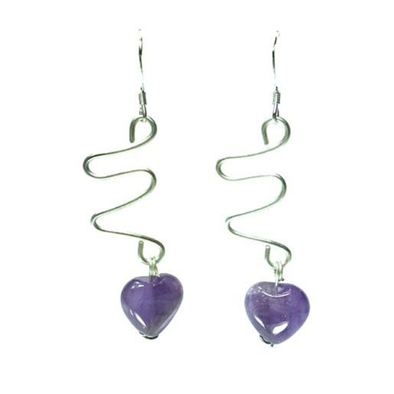 Zig zag amethyst dangle earrings with hook fittings