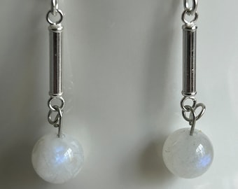 Moonstone earrings natural rainbow moonstone gemstone 925 sterling silver hook drop earrings real gemstone earrings gifts for women handmade