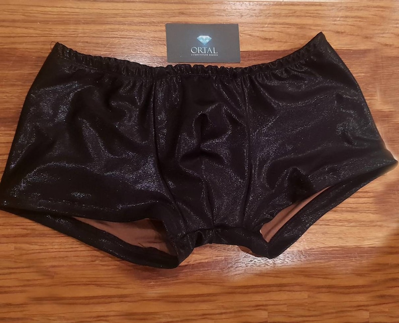 Black posting Pouch Front Posing Trunks Fabrics Physique Competition Shorts