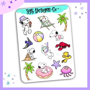 Snoopy Pool Sticker Snoop's Beach Day Planner Sticker Kit - Etsy