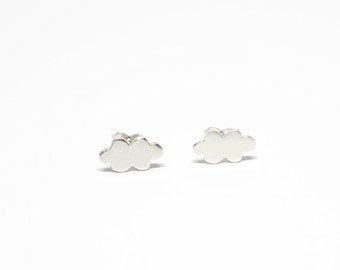 Stud earrings cloud in Solid sterling silver. Nice studs for kids