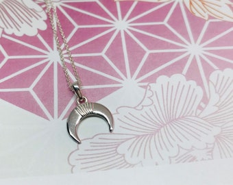 Crescent Moon Pendant in Sterling Silver